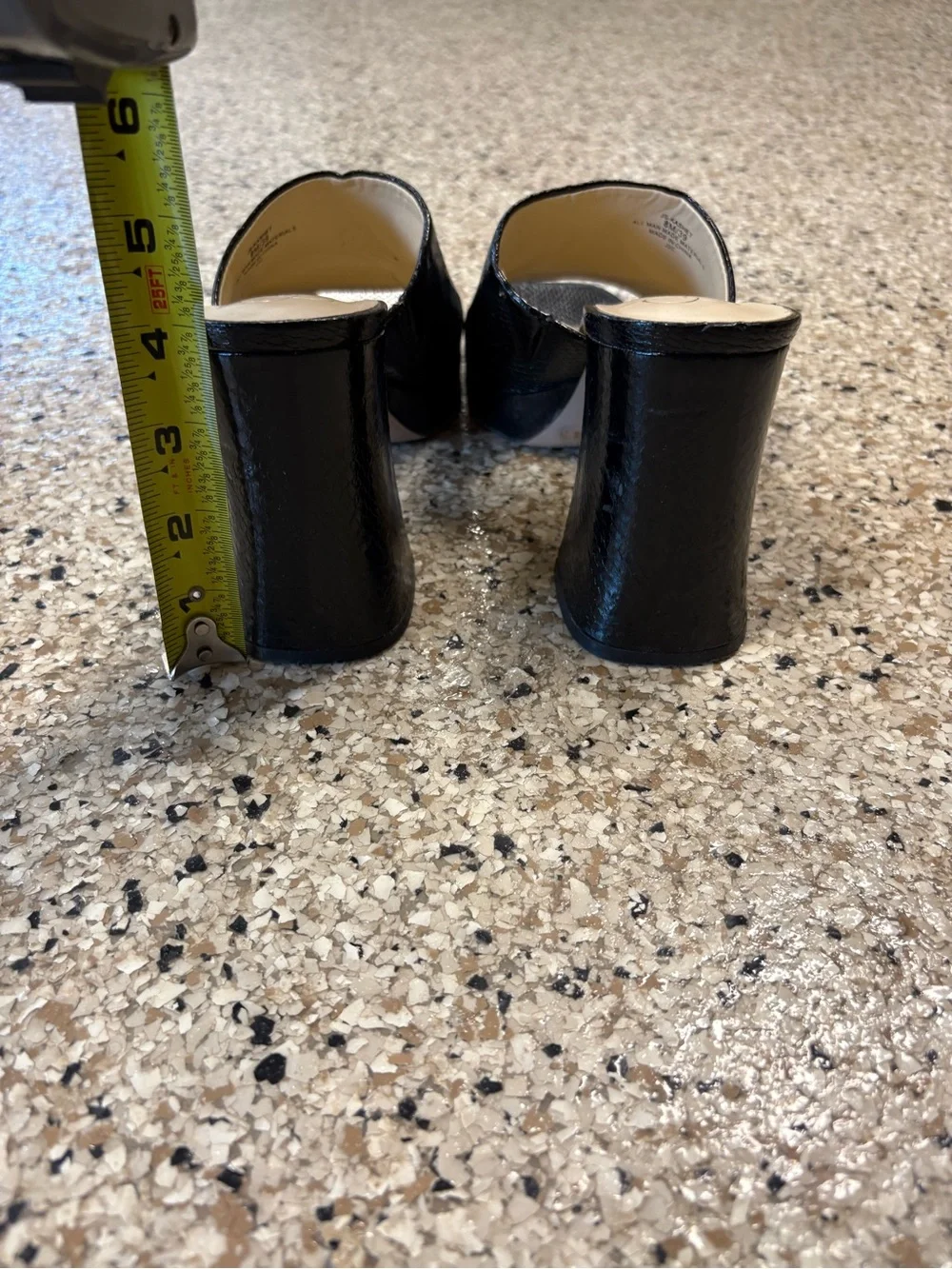 Jessica Simpson Black Leather Square Toe Slide Mules